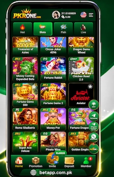 PKRONE Game APK interface for Android with BetApp.com.pk branding