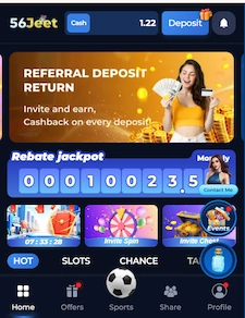 56 JEET Game Android gaming platform with wallet features