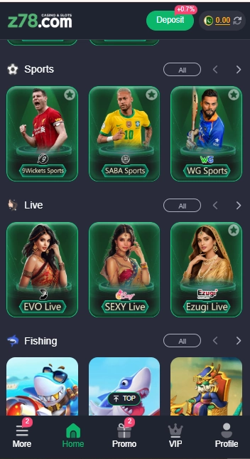 Z78.com Game Android app with casino gaming features