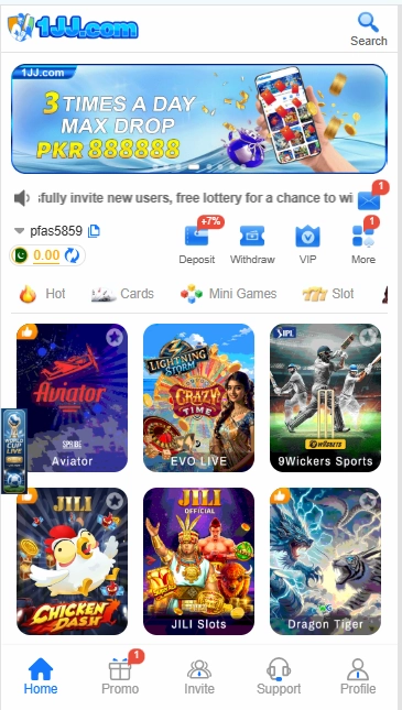 1JJ Game deposit using JazzCash and Easypaisa